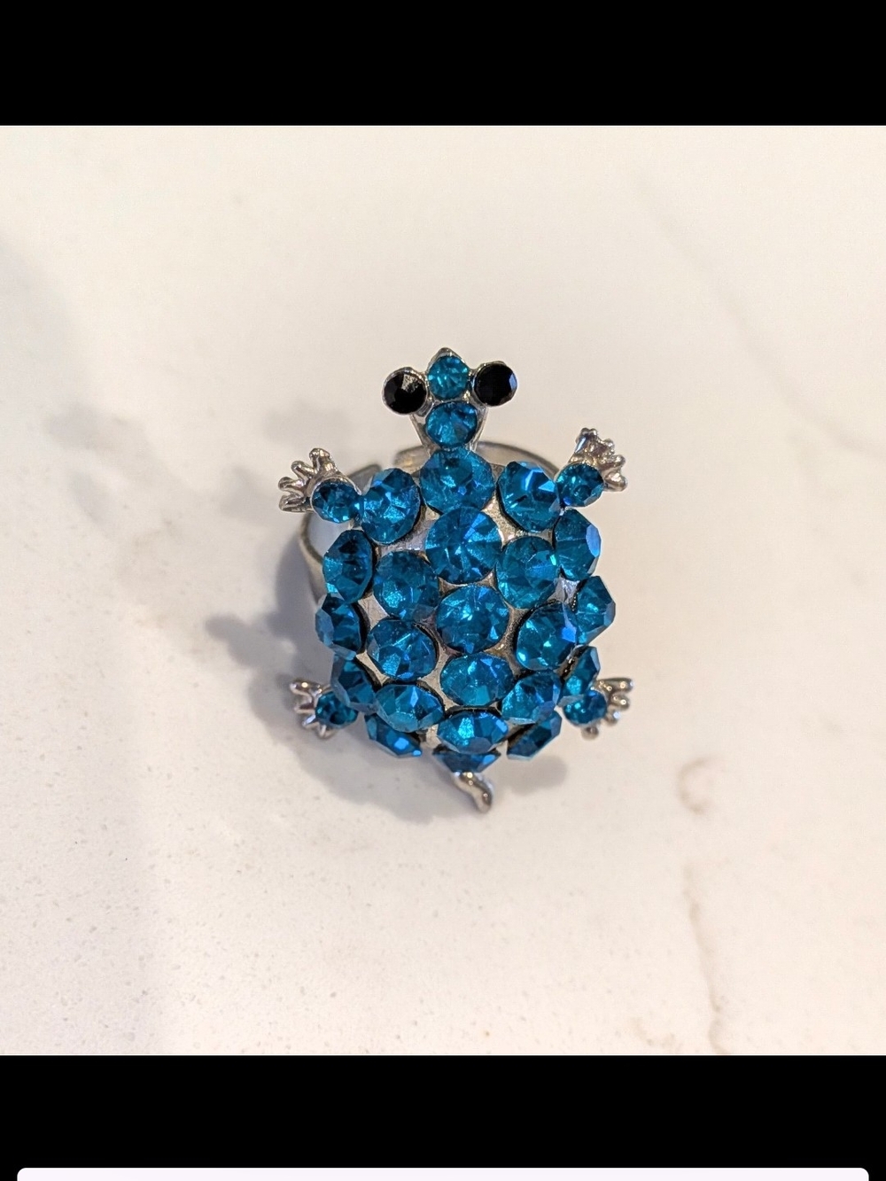 Blue Crystal Turtle Ring - Women's Jewelry - Picture 4 of 7